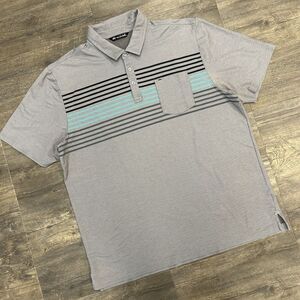 Travis‎ Mathew Men's Golf Polo Grey Stripe Pocket NO SIZE TAG (63)